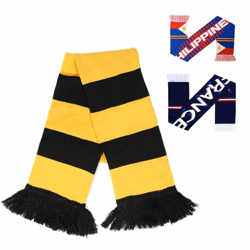 Double-Sided Stadium Knit Scarf With Fringe