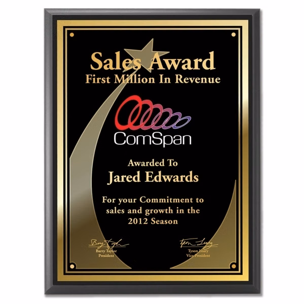 Full Color Plaque (5" x 7") with Gold or Silver Aluminum Mount