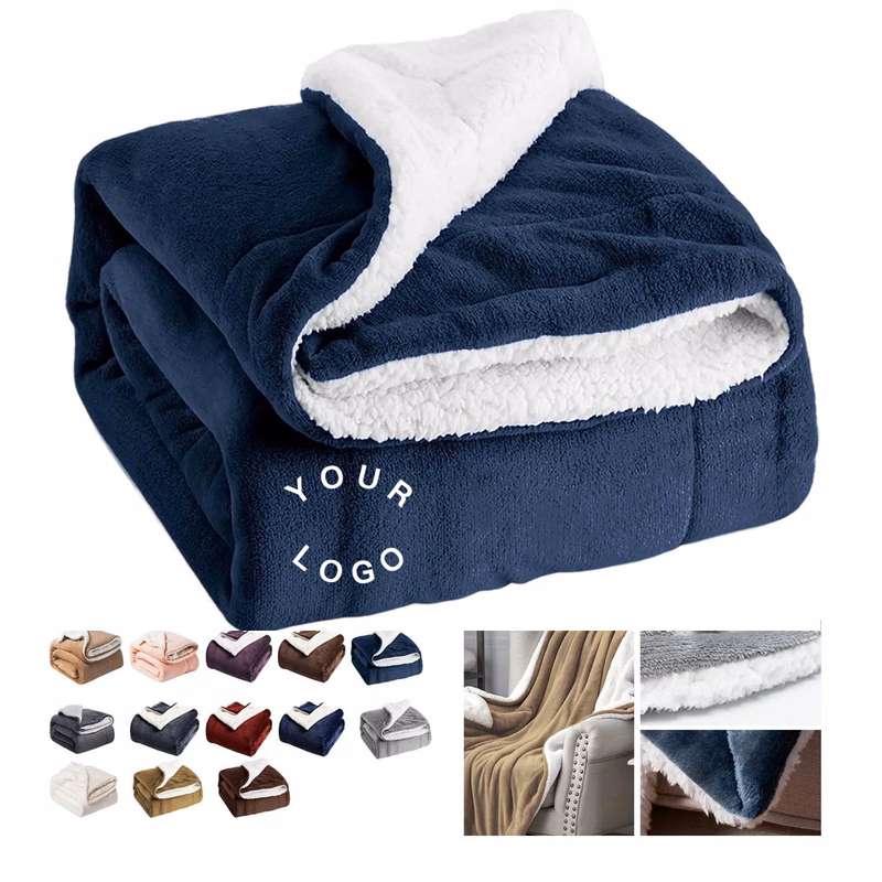 Velour Sherpa Blanket 50x60 Inch for Living Room