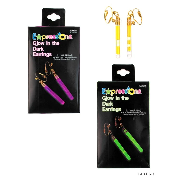 Glow In the Dark Earrings - 2 Pieces Pink Yellow Green 1