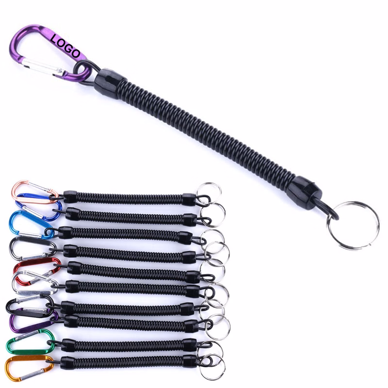 Plastic Spiral Elastic Rope w/ Keyring & Clip