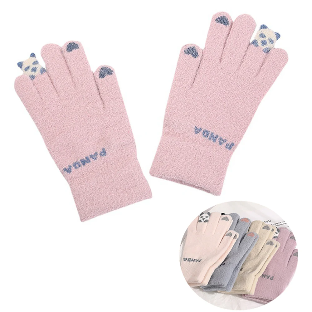 Women Touch-screen Panda Knitted Gloves 1