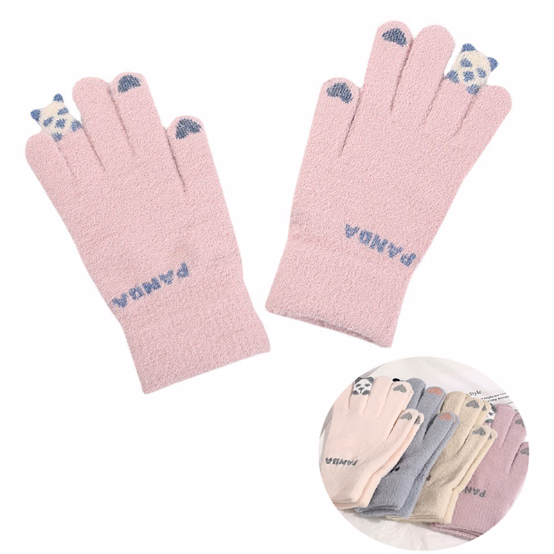 Women Touch-screen Panda Knitted Gloves
