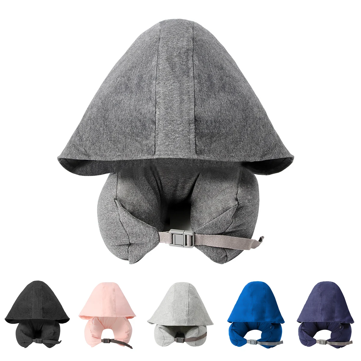 Hooded U-Shaped Neck Support Pillow With Cap Shade 1