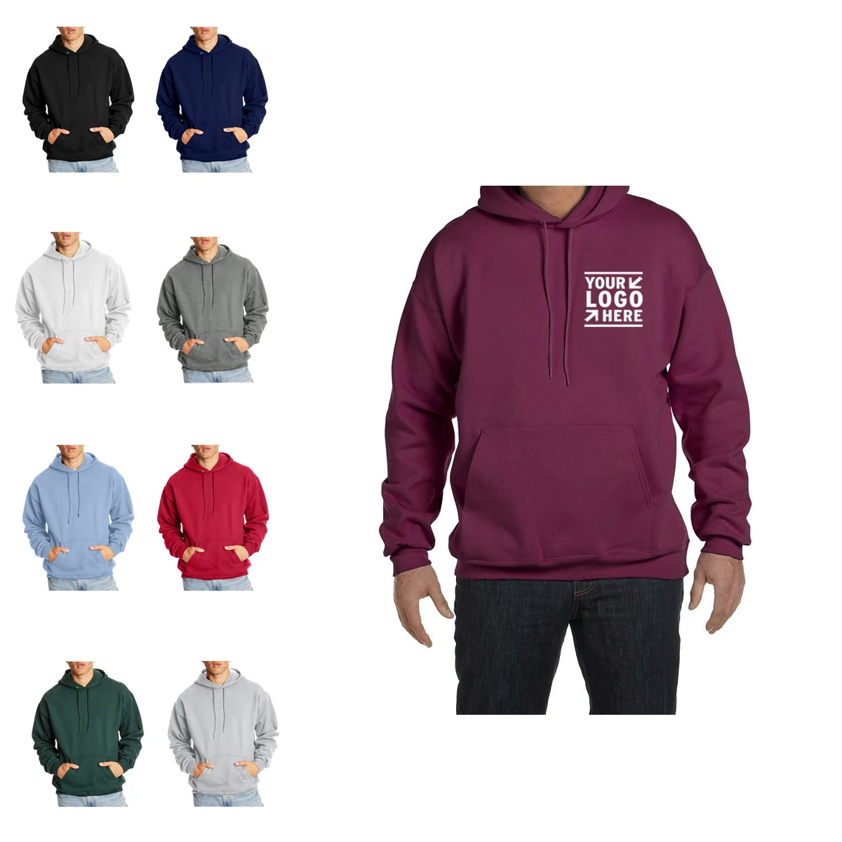 Men's Midweight Pullover Hooded Fleece Sweatshirt, custom hoodie or sweatshirt with logo imprint 1