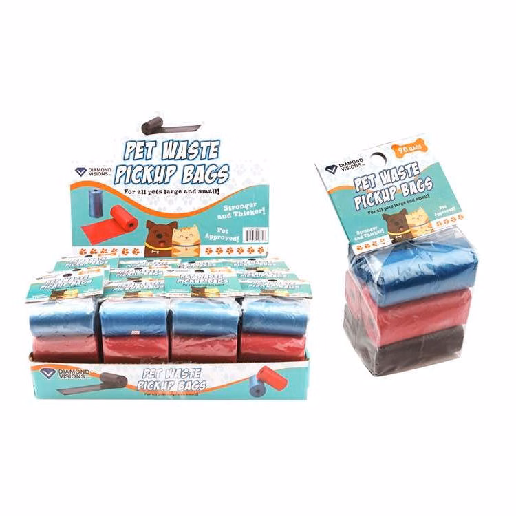 Dog Waste Bags - Assorted Colors 6 Pack