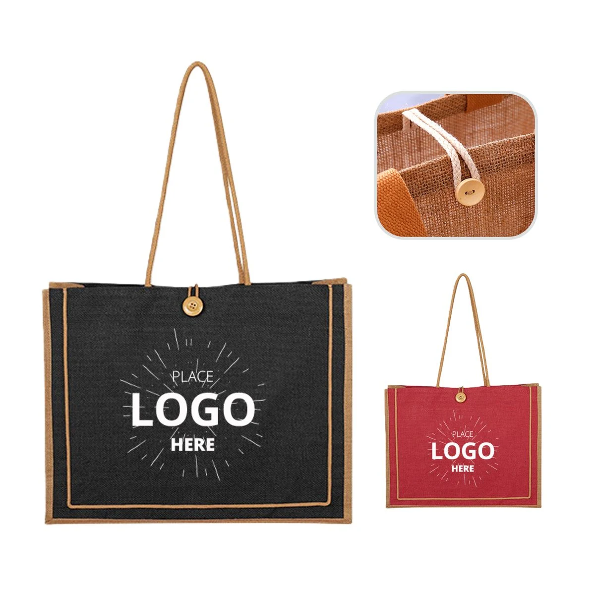 Eco Friendly Jute Tote, custom tote bag with logo imprint 1