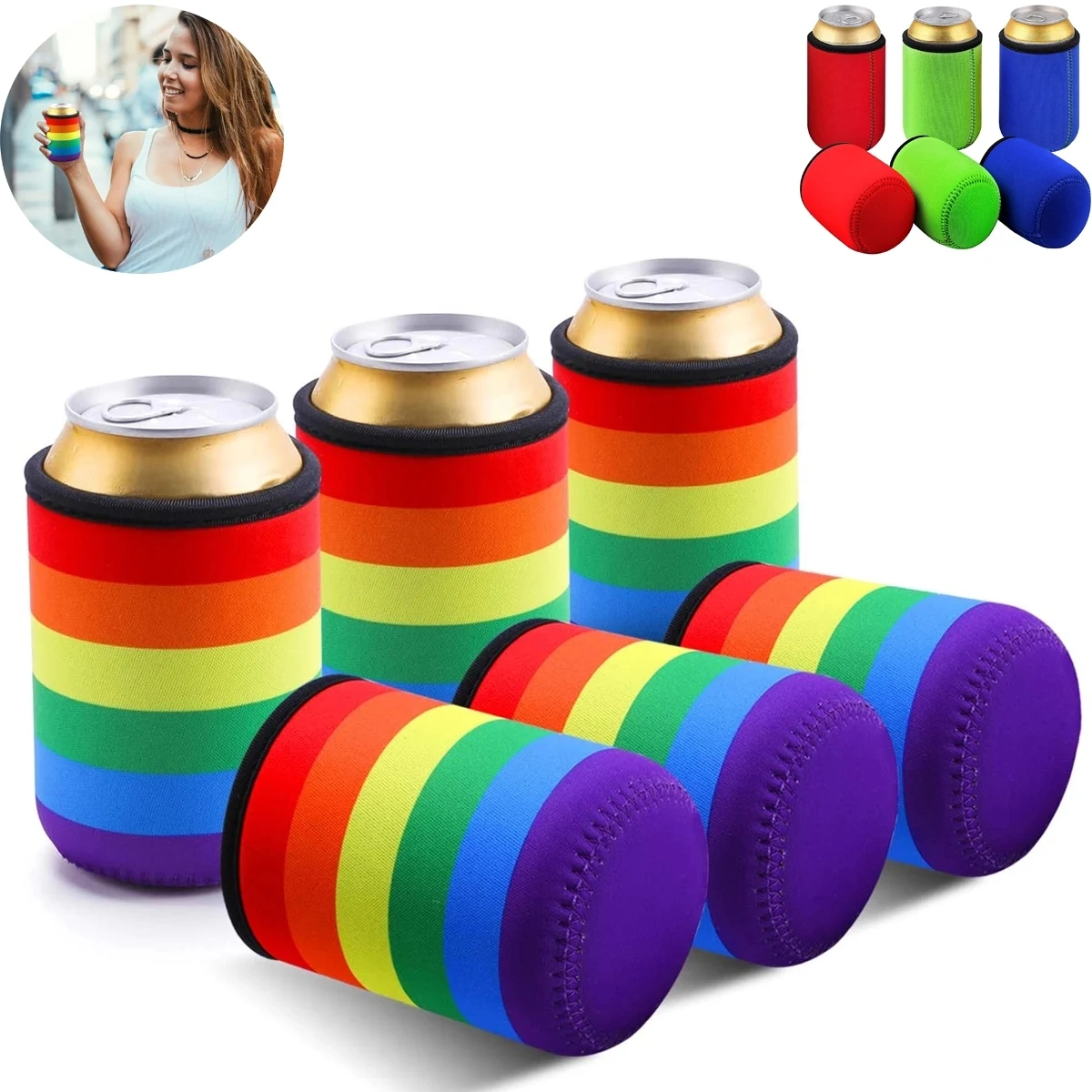 Insulated Rainbow Beer Can Sleeve 1