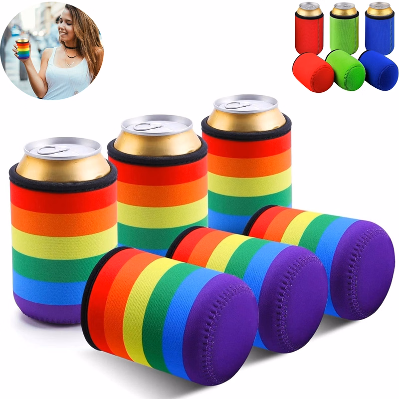 Insulated Rainbow Beer Can Sleeve