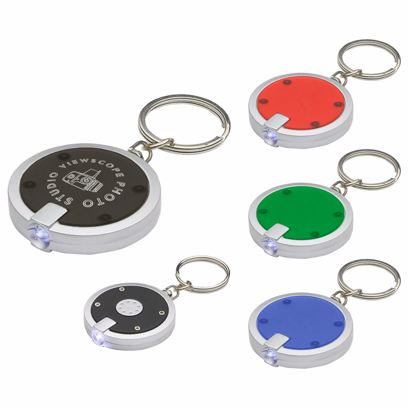 Circular Shaped LED Flashlight Key Chain