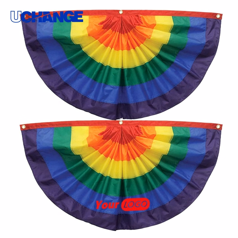Rainbow Fan Shaped Flag Decoration