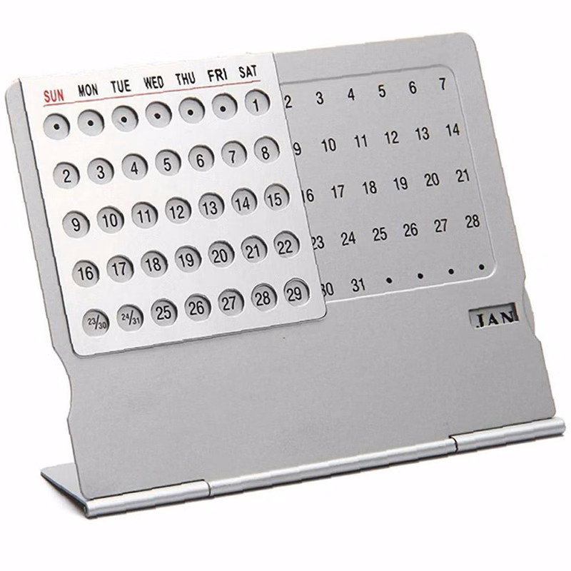 Reusable Aluminum Perpetual Desk Calendar