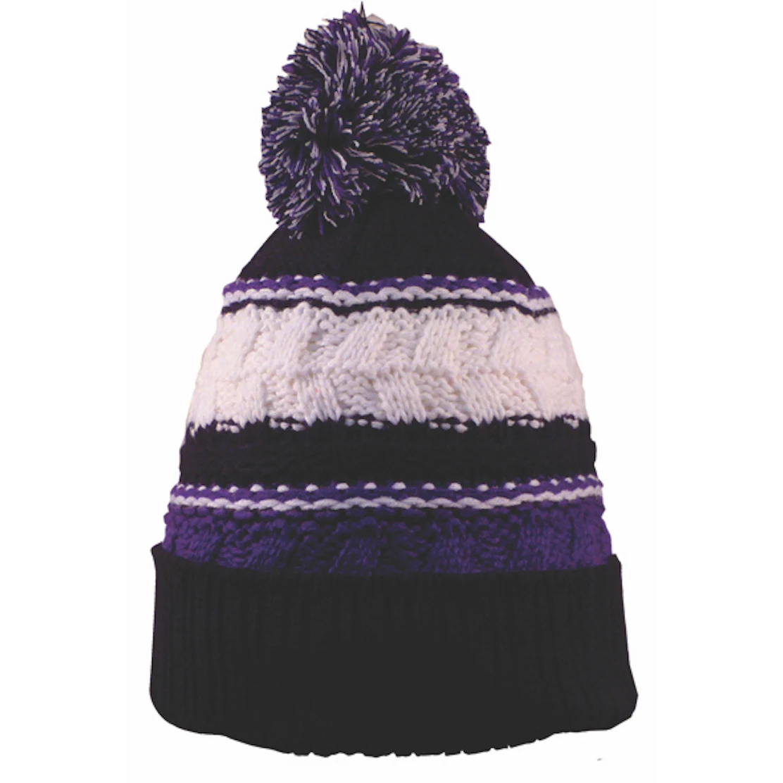 Striped Team Pom Beanie 1