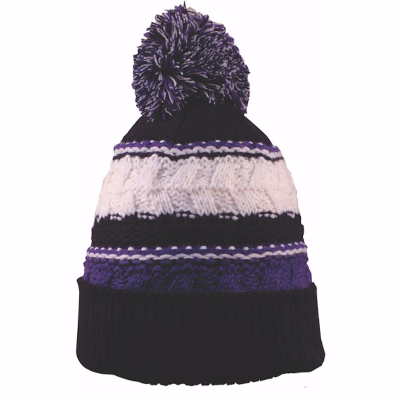 Striped Team Pom Beanie