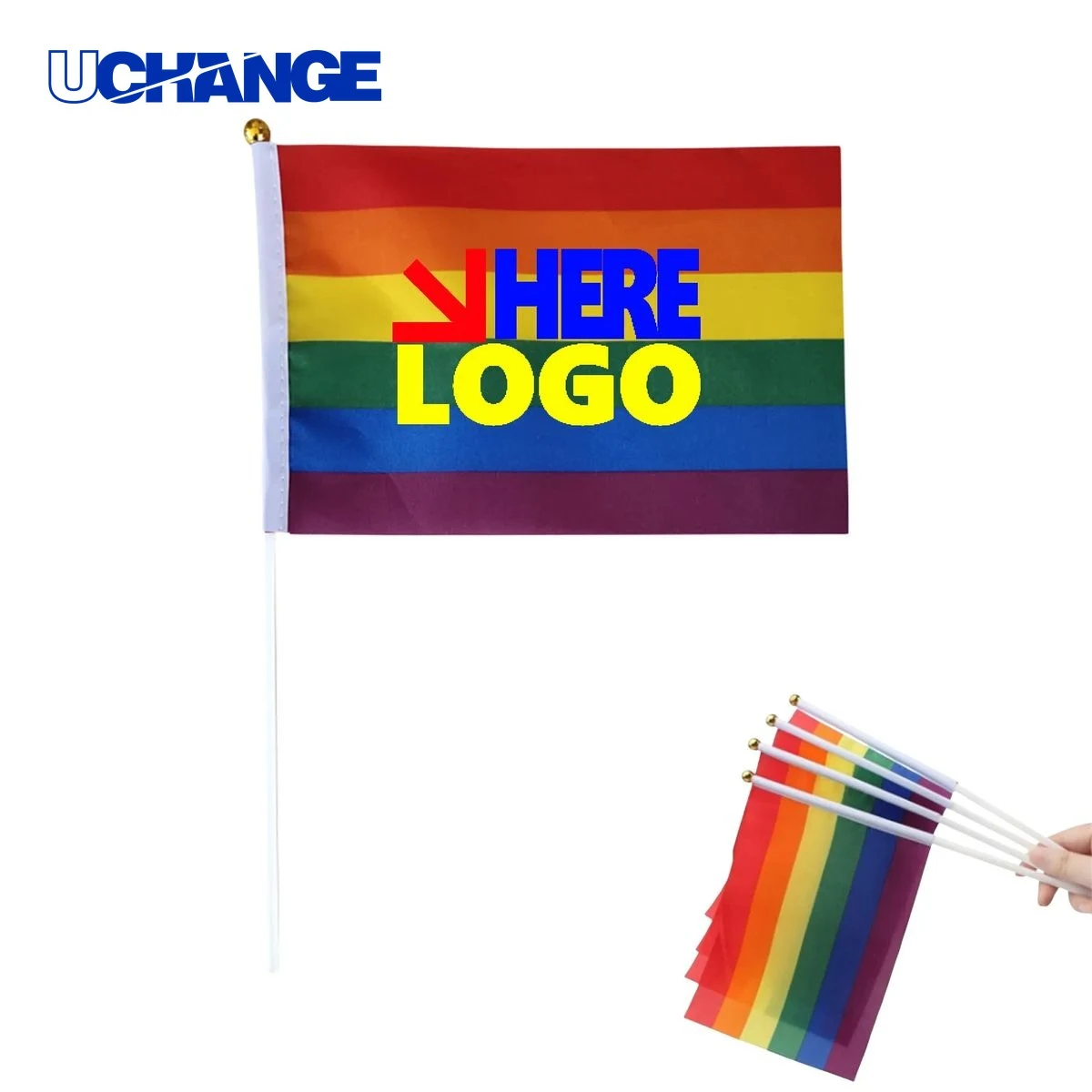 Handheld Rainbow Stick Flag for Events 1