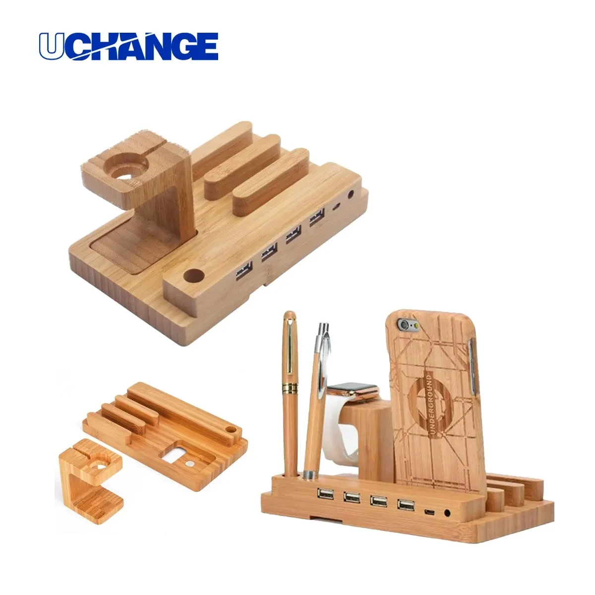 Bamboo Multi-Device Charging Dock & Organizer 1