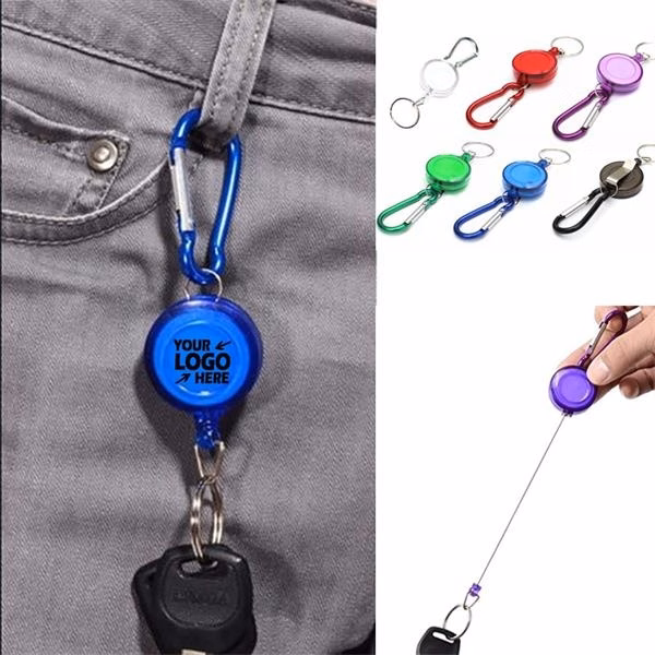 Round Retractable Badge Holder with carabiner