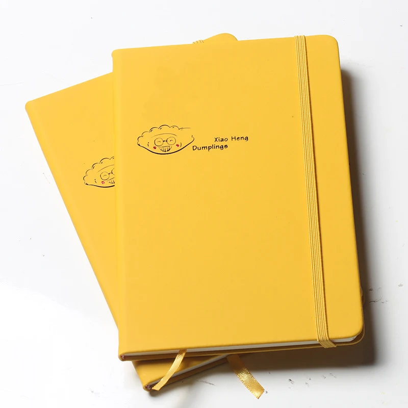 Hard cover PU leather notebook with bookmark and strap 1