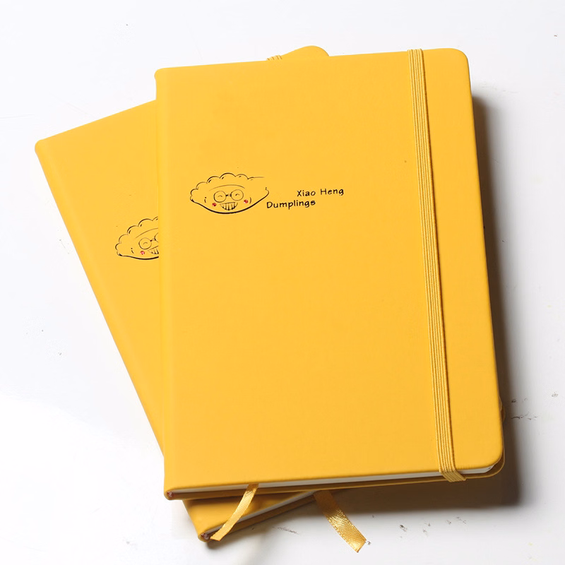 Hard cover PU leather notebook with bookmark and strap