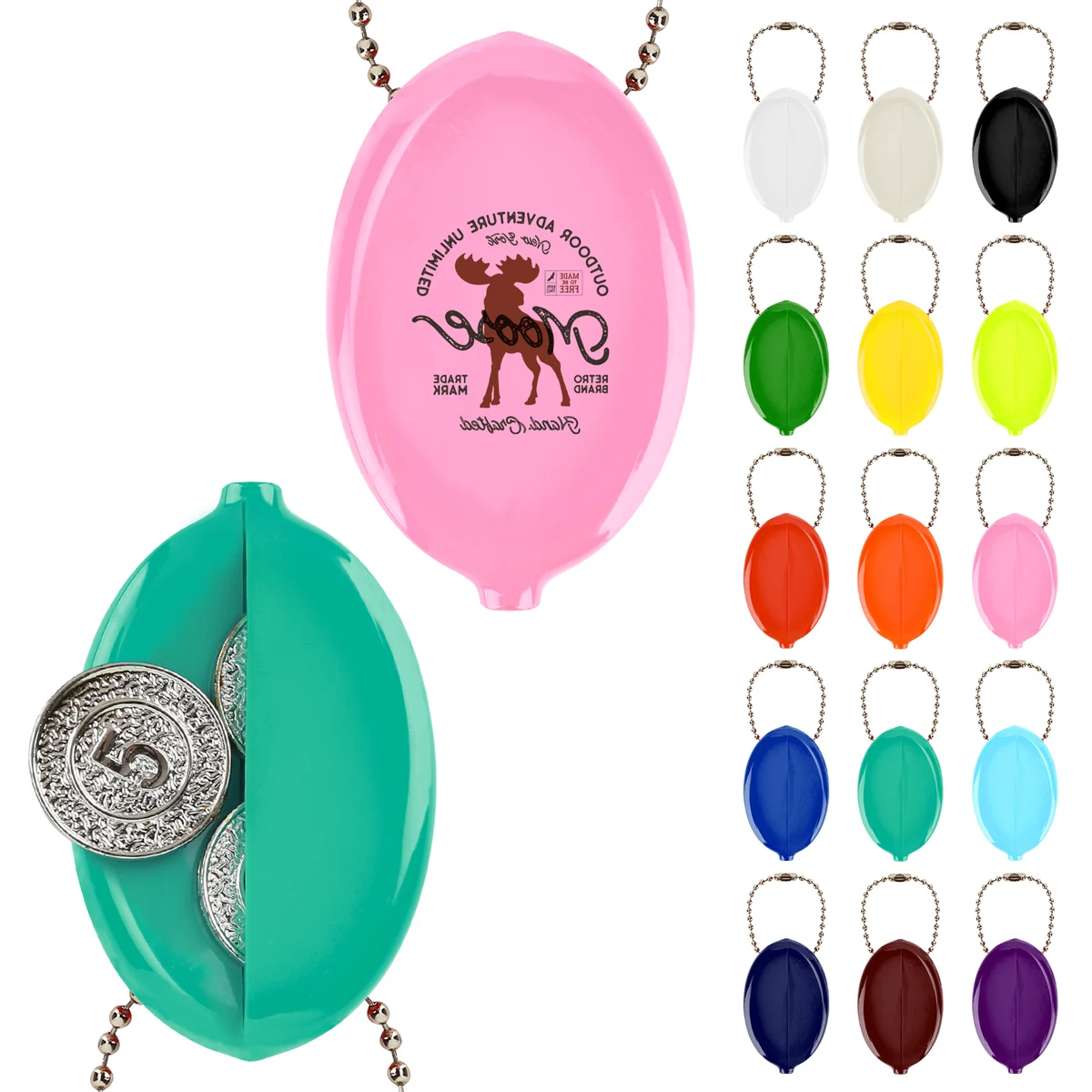 Oval Coin Pouch With Keychain 1