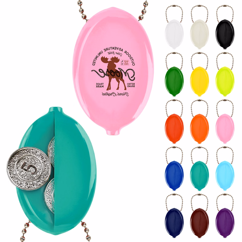 Oval Coin Pouch With Keychain