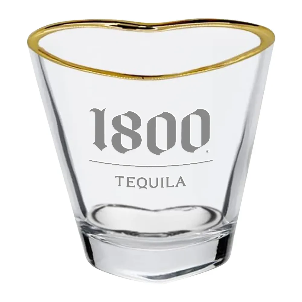 2oz. Gold Rimmed Heart-Shaped Shot Glass 1