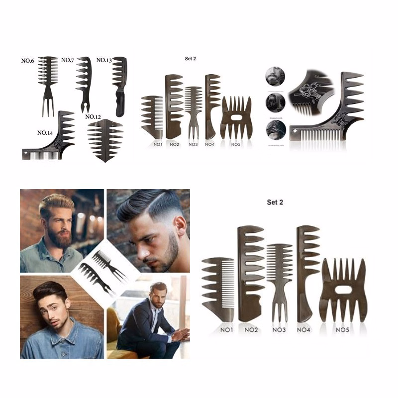 5pcs Mens Barber Hair Stylist Comb Set