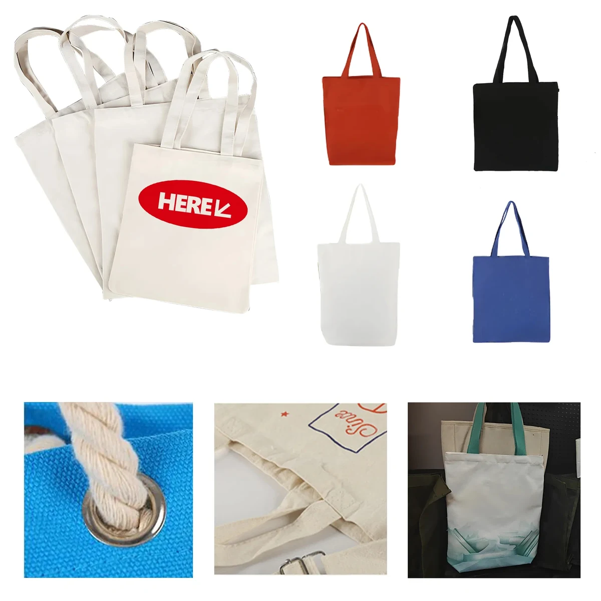 Handheld Canvas Bag, custom tote bag with logo imprint 1