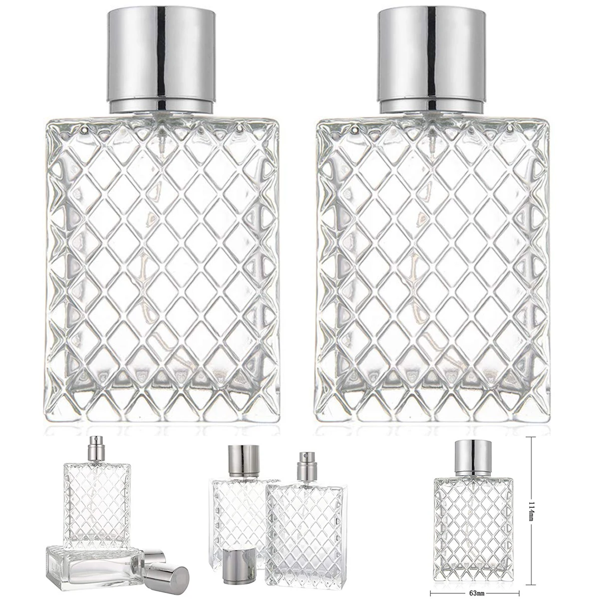 100ml Square Grids Carved Perfume Bottle 1