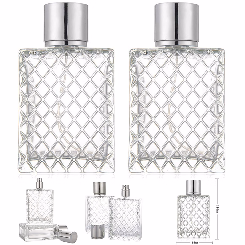 100ml Square Grids Carved Perfume Bottle