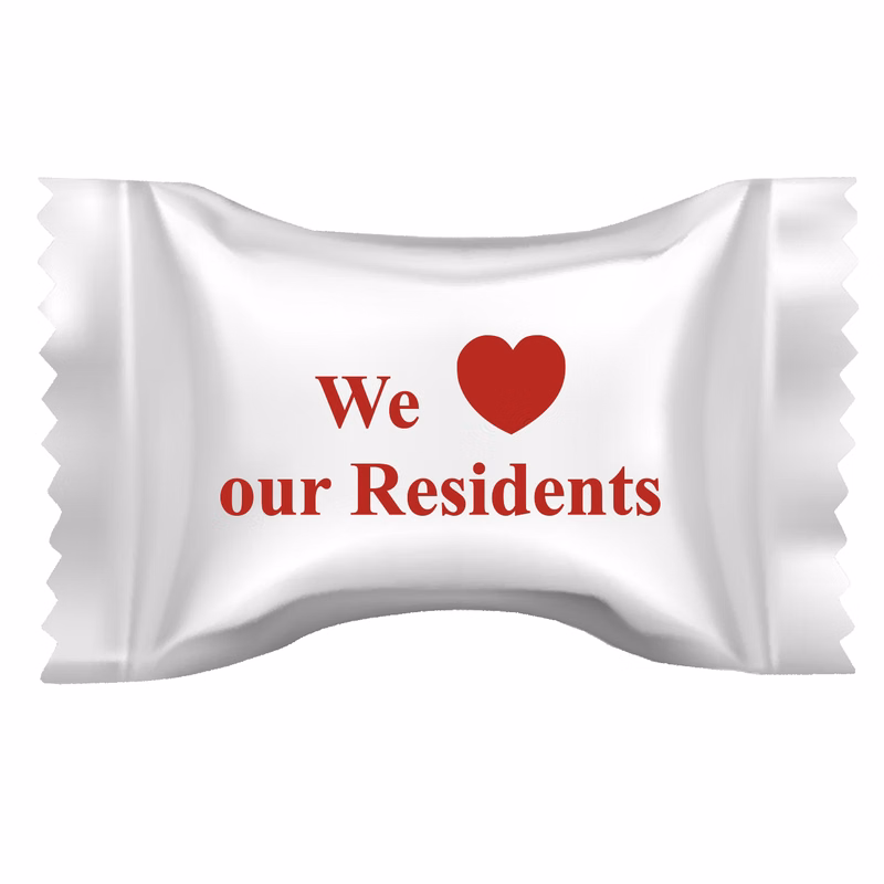 Chocolate Buttermints in a We Love Our Residents Wrapper