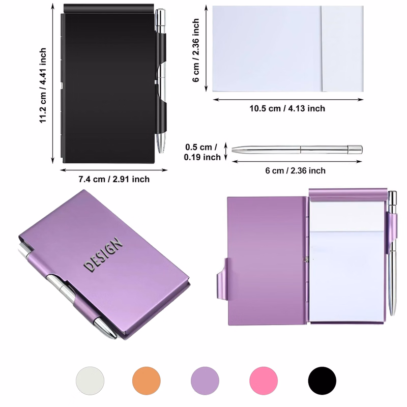 Portable Aluminum Pocket Notebook With Pen