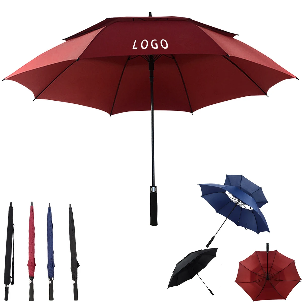 30" Oversize Double Canopy Vented Windproof Umbrella 1