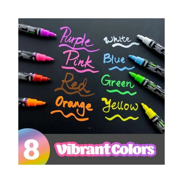 Wet Erase Chalk Markers Assorted 8 Pack 1