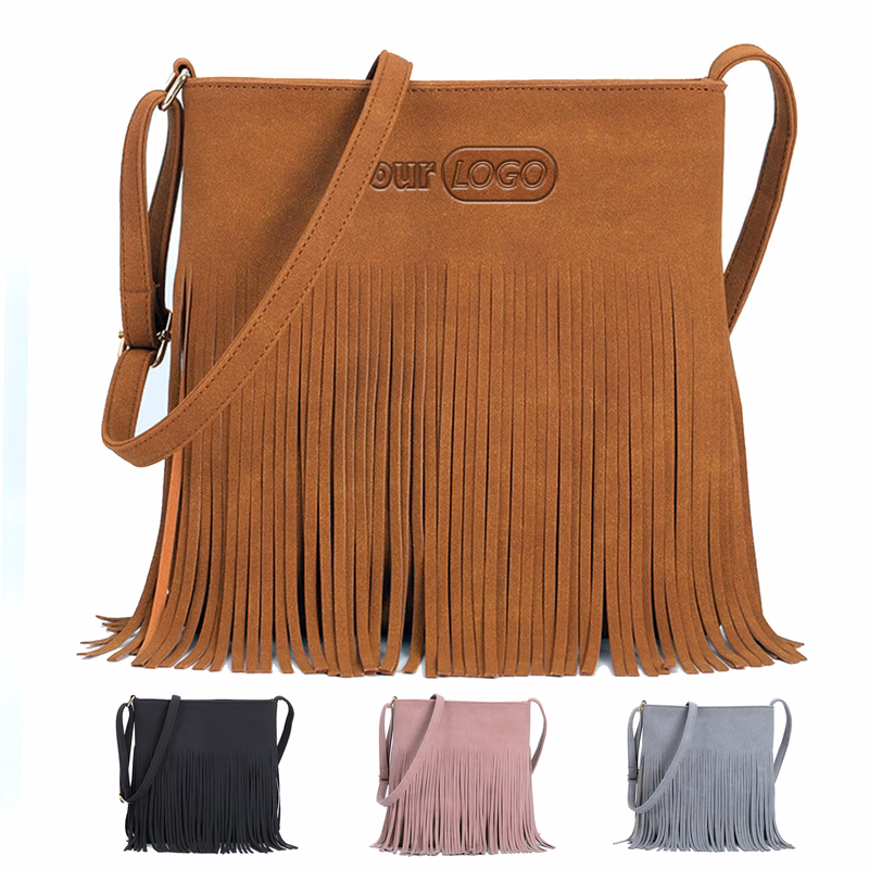 PU leather Fringe Hobo crossbody bag for Women