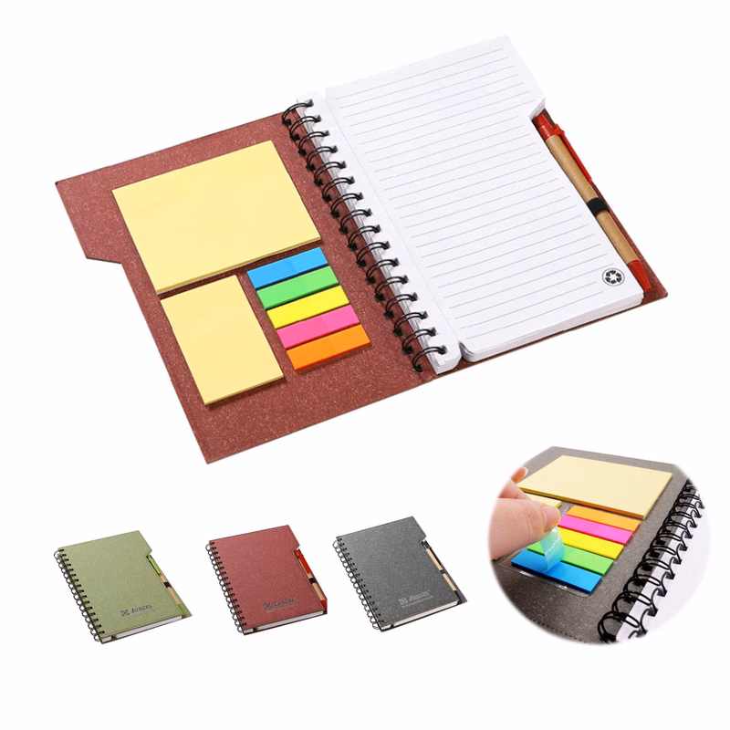 Sticky Notes Coil Notebook With Pen