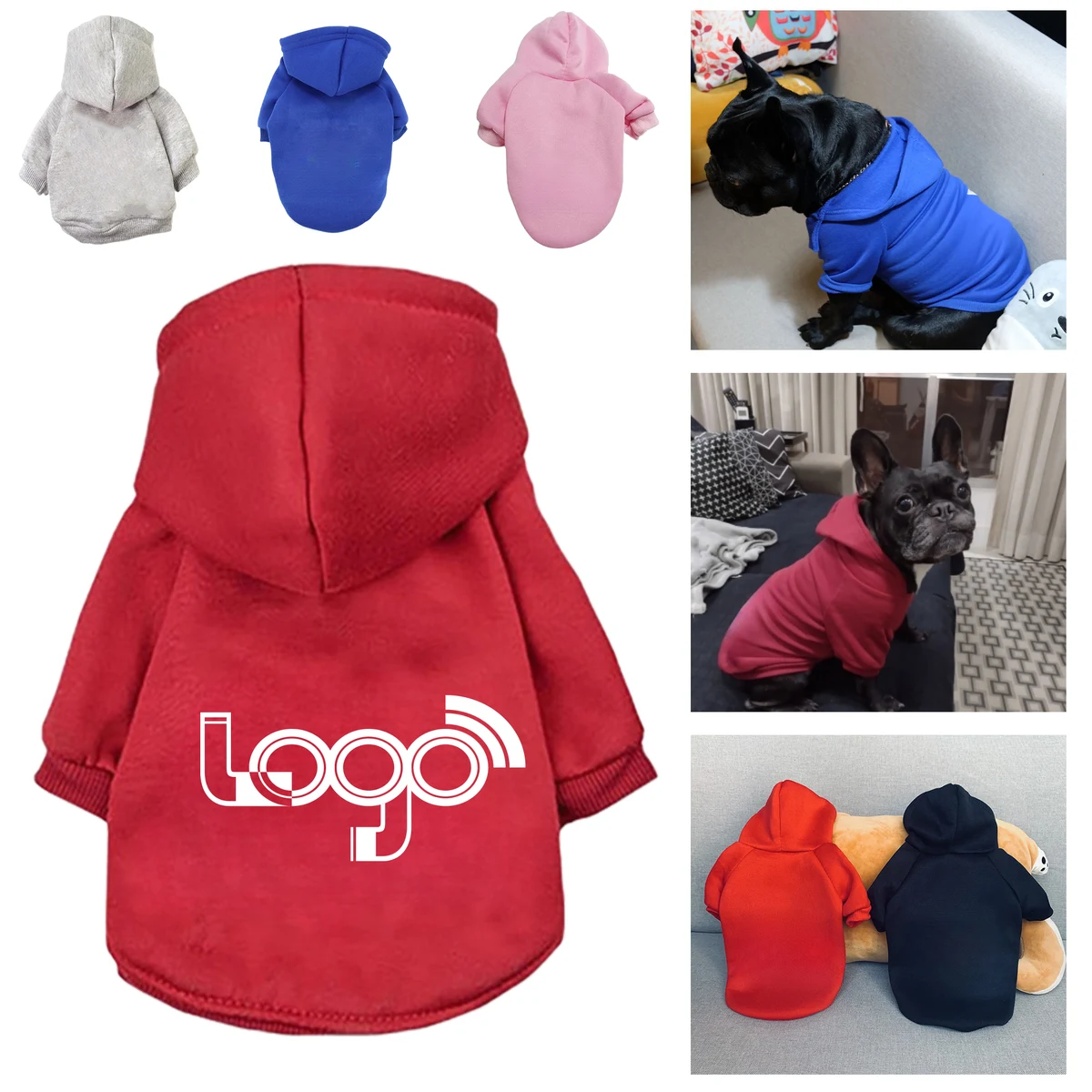 Lightweight Dog Hoodie with Logo Design 1
