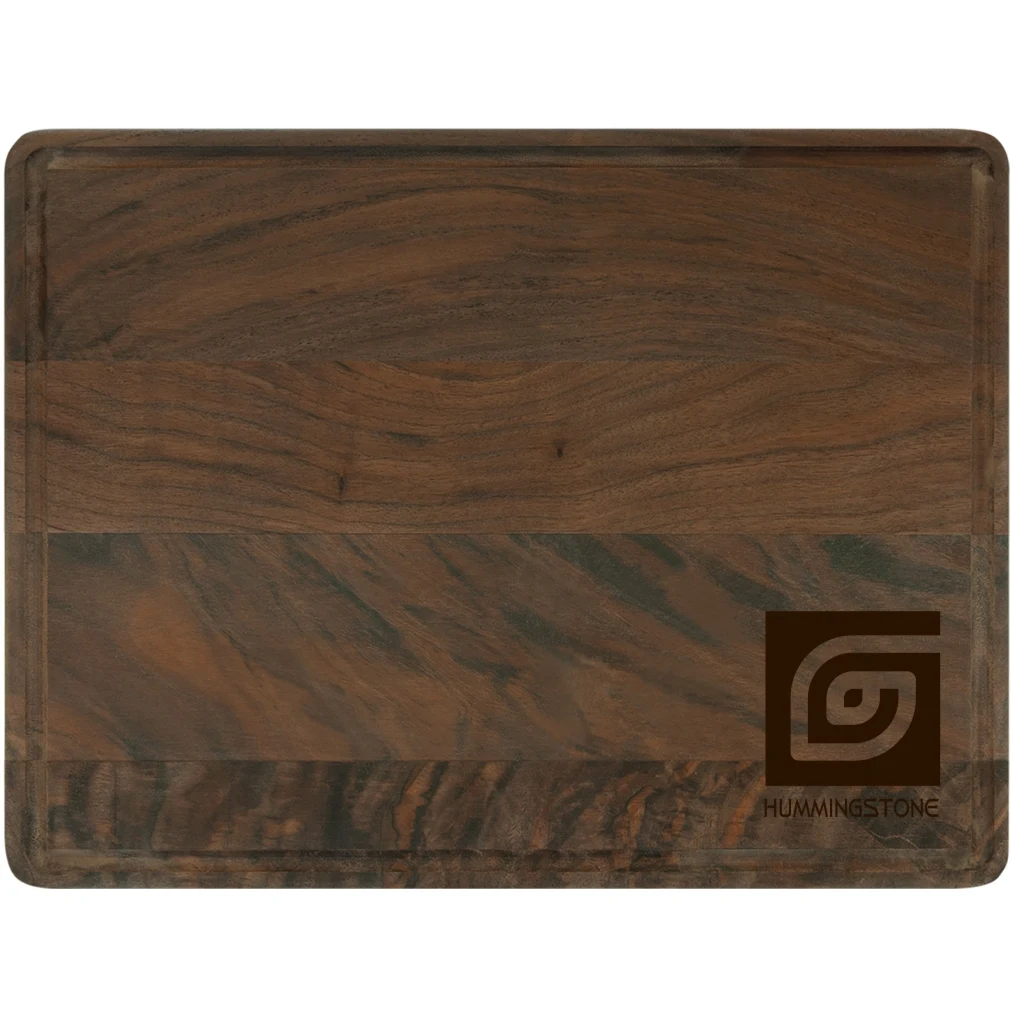 11 1/2" x 8 3/4" Walnut Cutting Board with Drip Ring 1