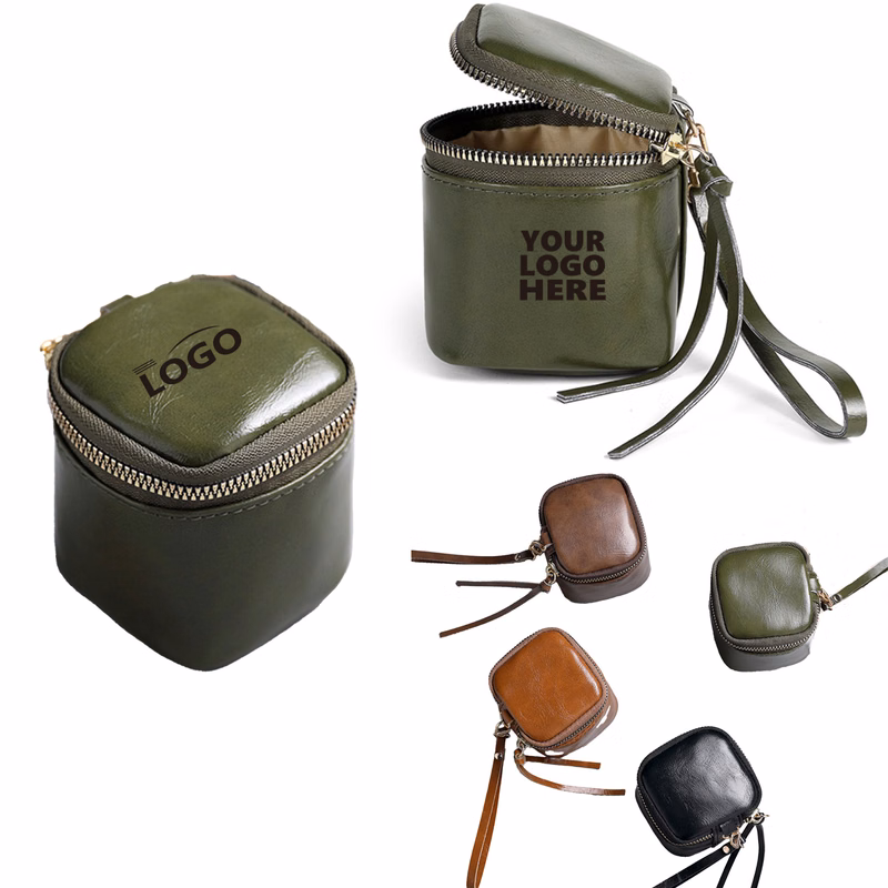 Oil Wax PU Leather Retro Handheld Key And Change Purse