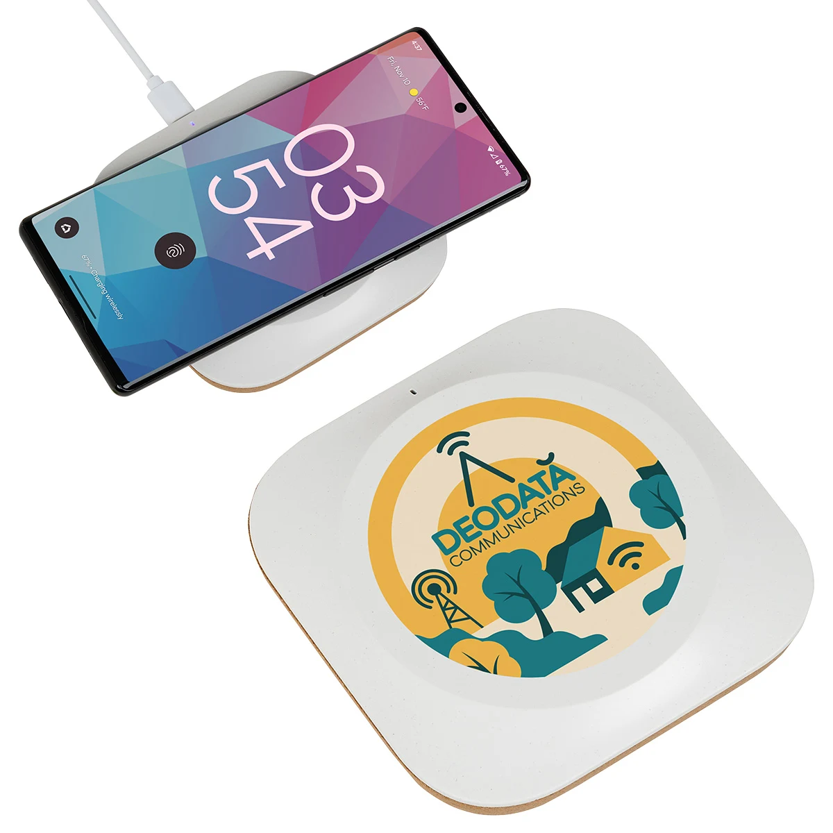 Trident 15W Wireless Charger Made With FSC® Cork & Recycled Plastic 1