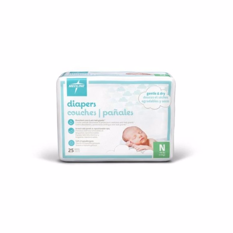 Disposable Baby Diapers - Size Newborn 25 Count