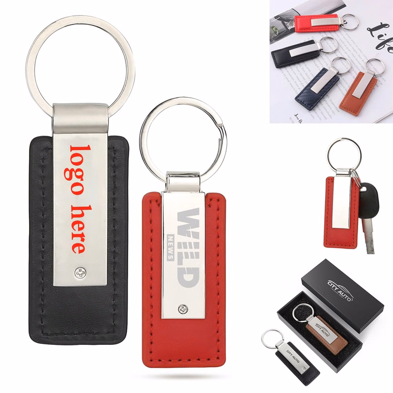 Stylish Metal & PU Leather Keyring
