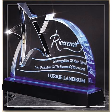 Deep Lasered Star Blue Mirror Acrylic Award (Limited Quantity) (Reduced Price)