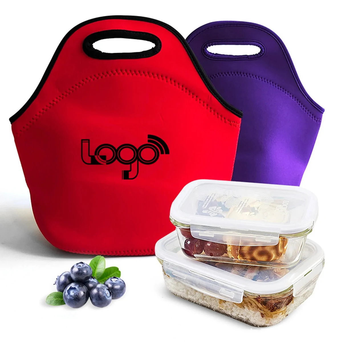 Insulated Neoprene Lunch Tote Zippered Bag 1