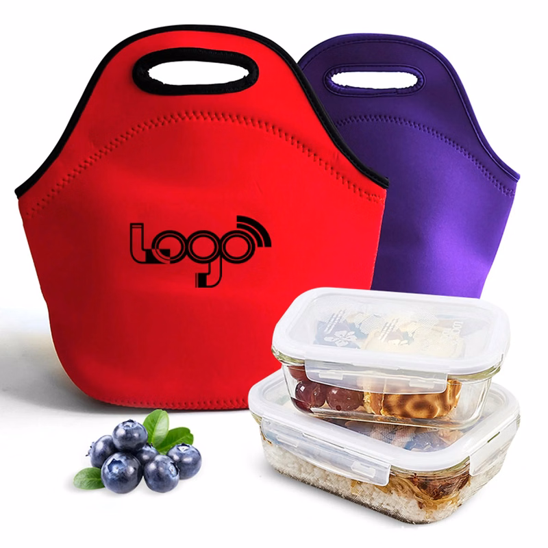 Insulated Neoprene Lunch Tote Zippered Bag