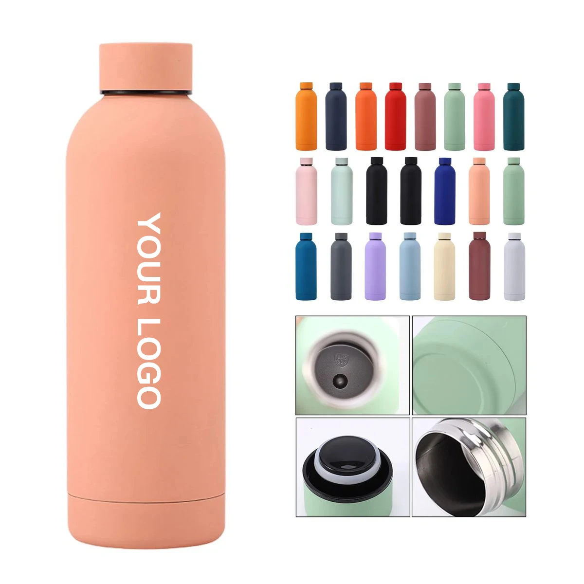 Leakproof 16oz Stainless Bottle for Travel and Gym, custom water bottle with logo imprint 1