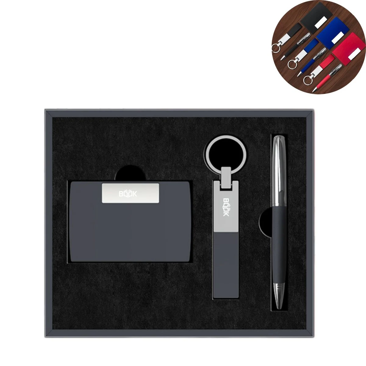 Metal Business Gift Set – Keychain, Business Card Holder & Pen 1