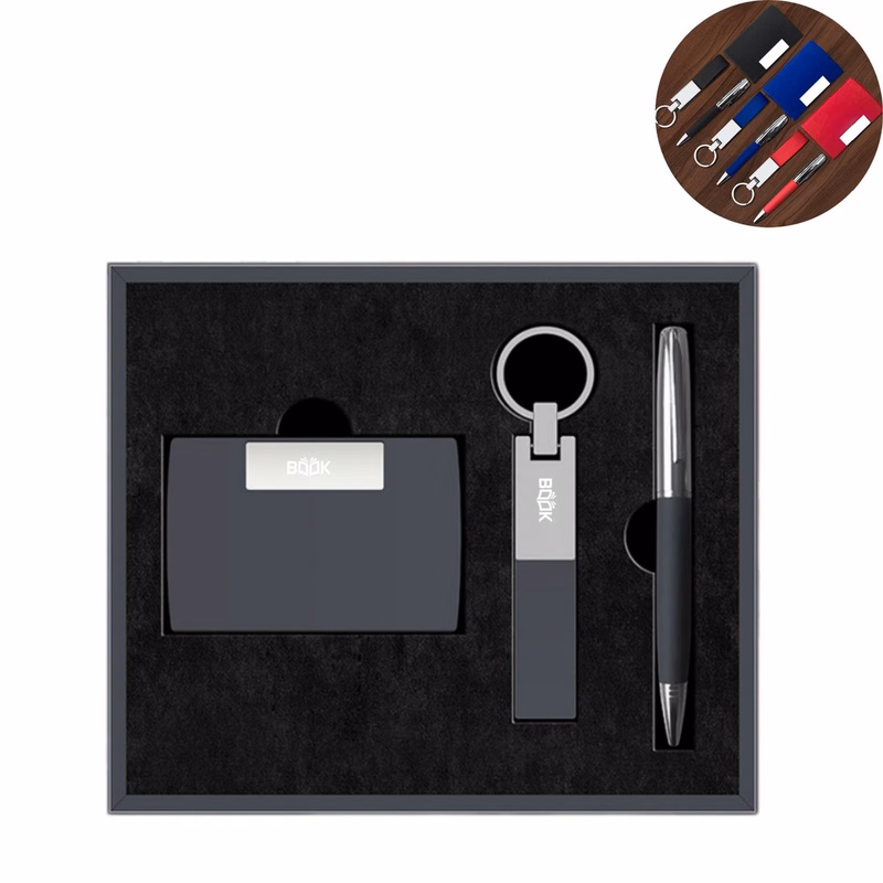 Metal Business Gift Set – Keychain, Business Card Holder & Pen
