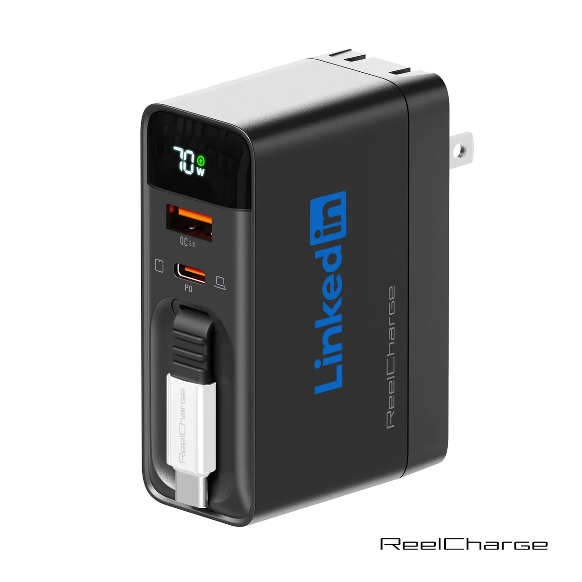 ReelCharge All-In-One Wall Charger w/Retractable Cable - 70W 1