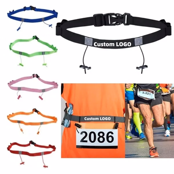 Custom Polyester Sport Race Belt with 6 Gel Loops — Triathlon Marathon Runner Gear